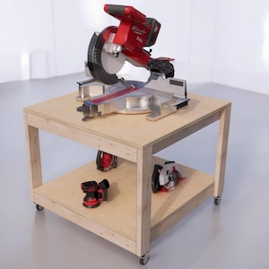Miter Saw Table, Garage Workbench Build Plans, Small Table Saw, Mobile Miter Saw Cart, Portable Work Bench, Miter Saw Station, Woodworking