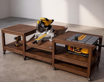 Mobile Säge Werkbank Pläne | Modulare Mobile Tischkreissäge Gehrungssäge Werkbank | DIY Holzbearbeitungsplan