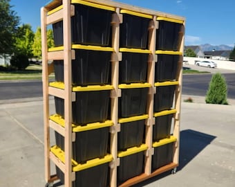 Plans de support de stockage sur roues de 27 gallons, plans de stockage de fourre-tout, stockage de bricolage Costco Tote, plans de fourre-tout de 27 gallons, plans de construction, projet de menuiserie