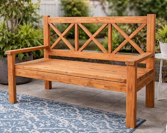Planos para construir un banco de madera de 2x4: Banco para exteriores, muebles de patio DIY (Descarga en PDF)