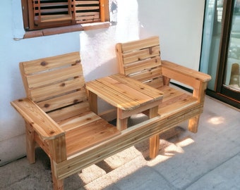 Double Bench with Table Build Plans- Outdoor Chair-Backyard Table- Double Garden Chair Bench Table Plans- Backyard Bench DIY Plans Download