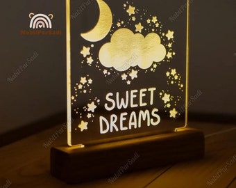 Sweet Dream Night Light, Moon Cloud LED Night Light, Sweet Dream Led Lamp, Kid Nursery Decor, Children Bedroom Light, Kid Bedroom Decor