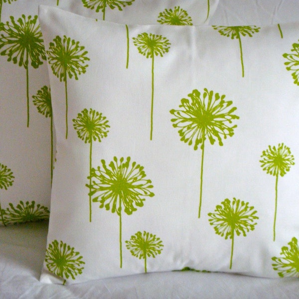 Throw Pillow Covers 18X18 Pair of Two in Lime Blooms