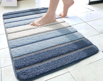 Striped Non Slip Bath Mat, High Quality Water Absorbent Carpet, Water Proof Shower Entrance Mat, Fluffy Soft Rug, Modern Bathroom Accessory