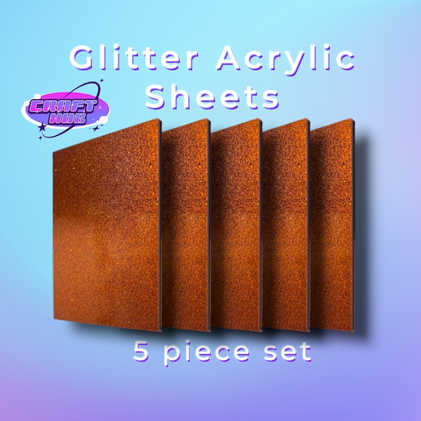 Plastic sheet glitter plastic for craft plastic glitter sheet plastic for craft glitter plastic - Copper Glitter 5 pieces