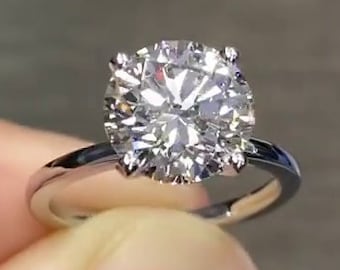 Anillo de compromiso Moissanite Anillo solitario sólido 14k oro redondo anillo de compromiso boda Anillo nupcial Diamante Promesa anillo regalo de aniversario