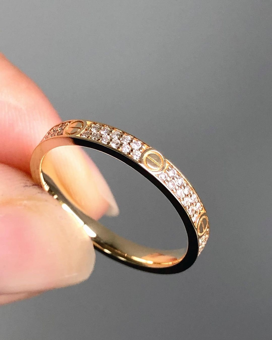 14k Solid Gold Full Eternity Band / Round Cut Moissanite Wedding Ring ...
