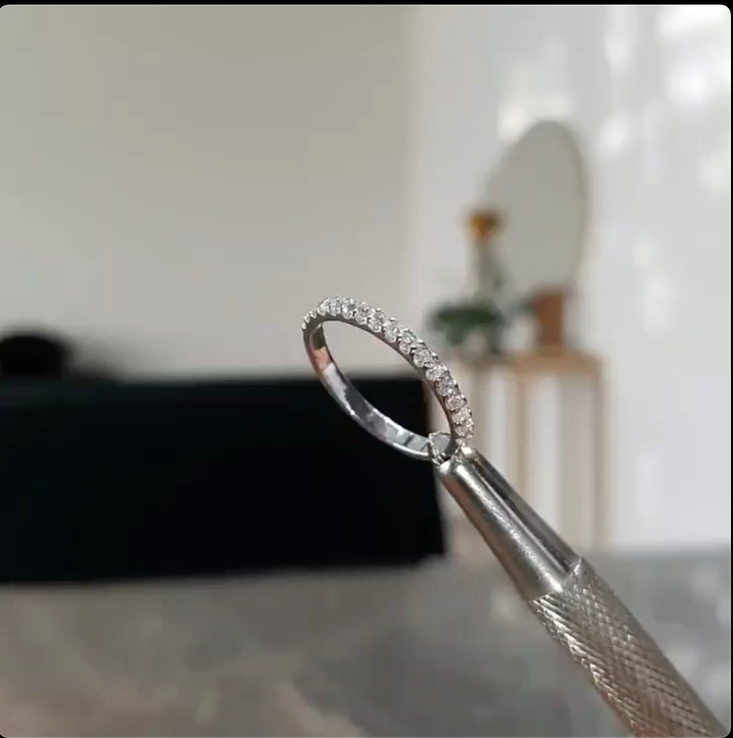 14k Solid Gold Half Eternity Band / Round Cut Moissanite Wedding Ring ...