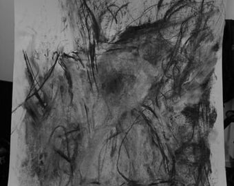Dessin Original Abstrait Charbon / Fusain 65 x 50 Cm