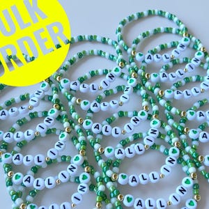 Personalized Beaded Bracelets Bulk, Custom Name Friendship Bracelets, Team Gifts, Party Favors, Bachelorette, Camp Bracelets, Kids Jewelry