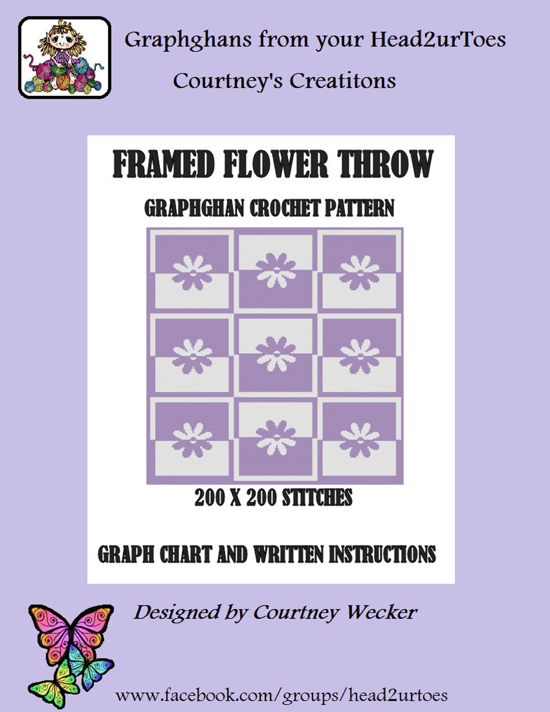 Flower Graphgan Pattern Framed Flower Throw - Graphghan Crochet Pattern - Etsy