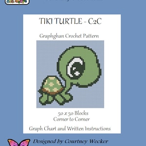 Tiki Turtle - C2C - Graphghan Crochet Pattern