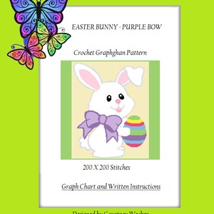 Easter Bunny - Purple Bow - Crochet Graphghan Pattern