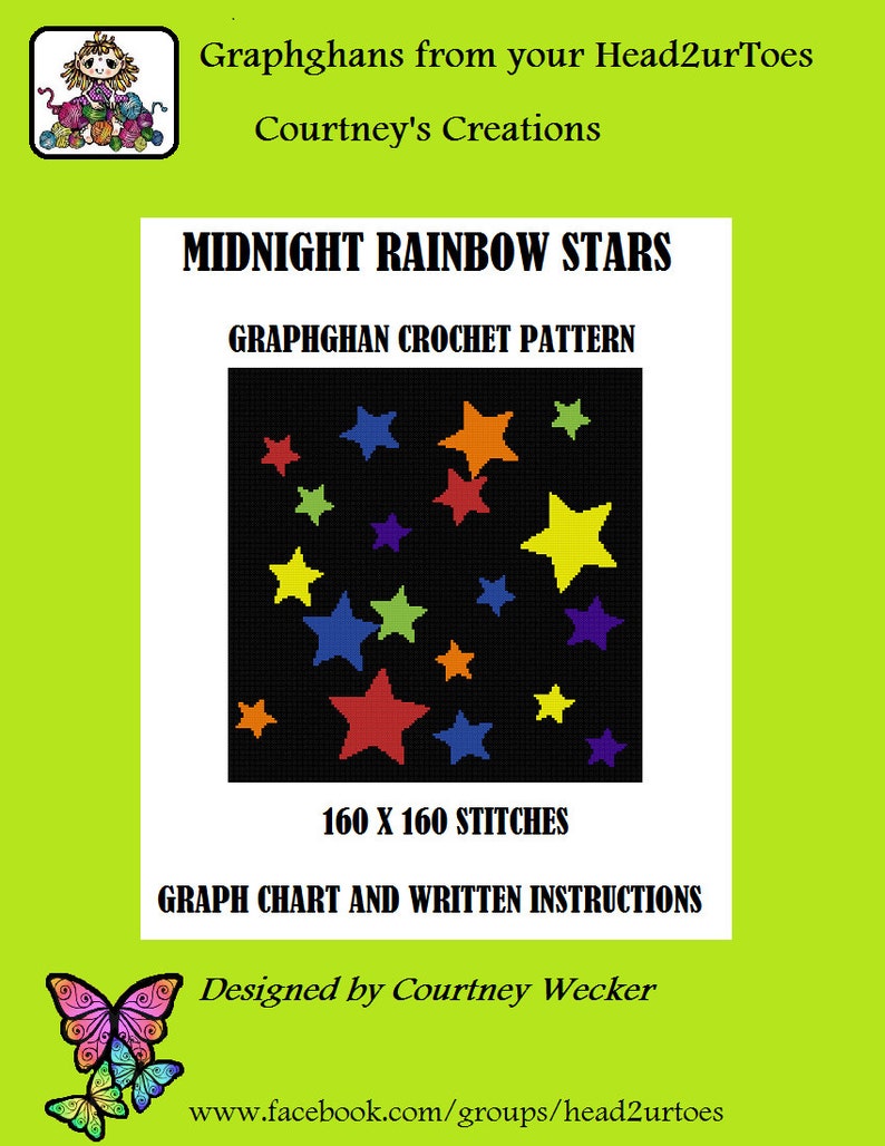 Star Graphghan Midnight Rainbow Stars - Graphghan Crochet Pattern - Etsy