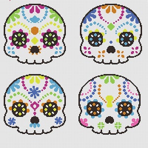 Sugar Skull Quad Crochet Graphghan Pattern image 2