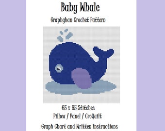 Baby Whale - Pillow/Panel/CroQuilt - Graphghan Crochet Pattern