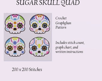 Sugar Skull Quad - Crochet Graphghan Pattern