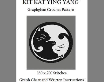 Kit Kat Ying Yang - Padrão Graphghan de Crochê