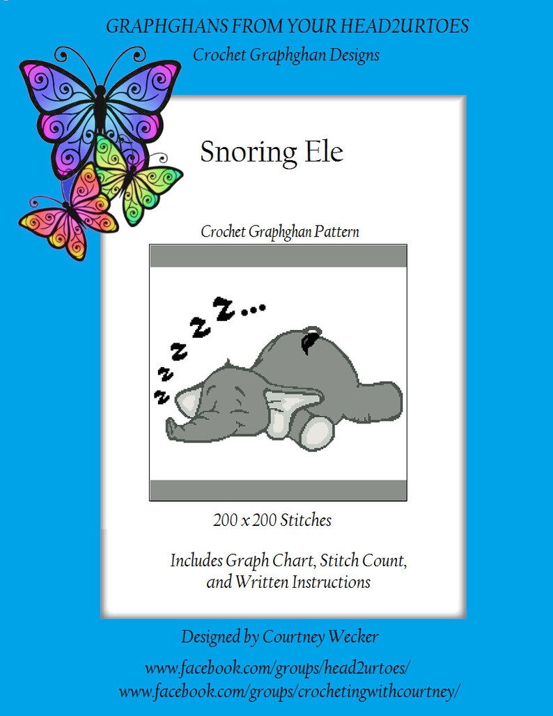 Snoring Pattern Snoring Ele - Crochet Graphghan Pattern - Etsy