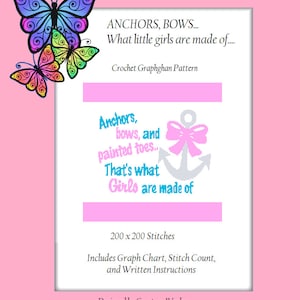 Girls - Anchors, Bows - Crochet Graphghan Pattern