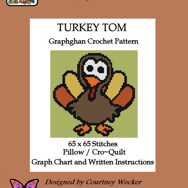 Turkey Tom Pillow/CroQuilt - Graphghan Crochet Pattern