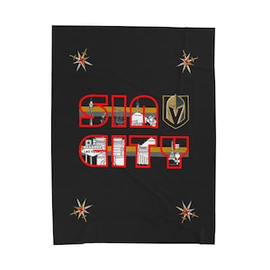 NHL Velvet Plush Blanket, Vegas Golden Knights, Hockey Fan Fleece Bedding, VGK Bedroom Decor, Cozy Game Day Blankie