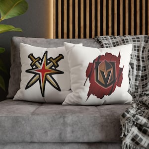 Golden Knights white Pillow, Vegas NHL Team Cushion, Hockey Fan Home Decor, Game Day Sofa Accent, Las Vegas Sports Room Accessory