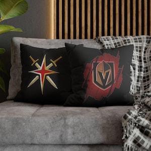 Golden Knights black Pillow, Vegas NHL Team Cushion, Hockey Fan Home Decor, Game Day Sofa Accent, Las Vegas Sports Room Accessory