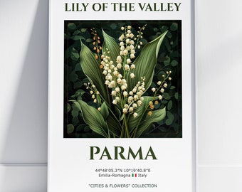 Parma Print, Parma Poster, Wall Art. Lily of the Valley Artwork, Lily of the Valley flowers Poster. Botanical Home Decor, Floral Print