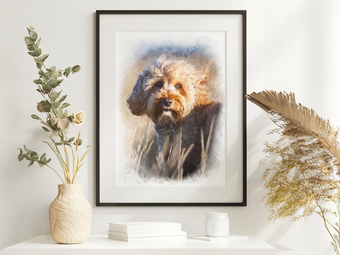 Cockapoo Digital Custom Cockapoo Digital Painting Personalised Dog Portrait Art UK Pet ...