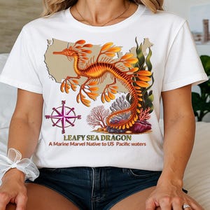 Grünes Sea Dragon Shirt - Ozeankarte Meeresbiologie-Kunst - Vintage Pazifik-Kreatur-T-Shirt - Tiefsee-Wissenschafts-Geschenk