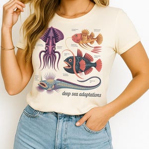 Deep Sea Adaptations Shirt - Educational Ocean Creatures Tee - Marine Biology Graphic T-Shirt