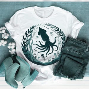 Squid T-Shirt | Sea Creature Shirt | Deep Ocean Symbolism | Marine Life Art | Cephalopod Graphic Tee | Ocean Lover Gift