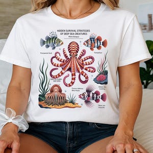 Deep Sea Creatures Shirt - Ocean Octopus Graphic Tee - Marine Biology Gift - Sea Life T-Shirt