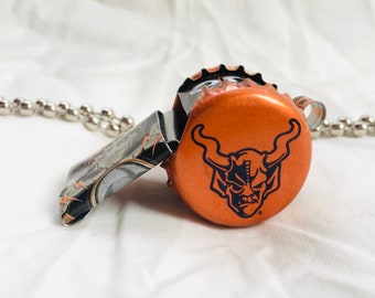 Whistle Toy | Pendant Necklace | Keychain and Lanyard | Recycled Toys | Fortune Teller | Orange Black whistle