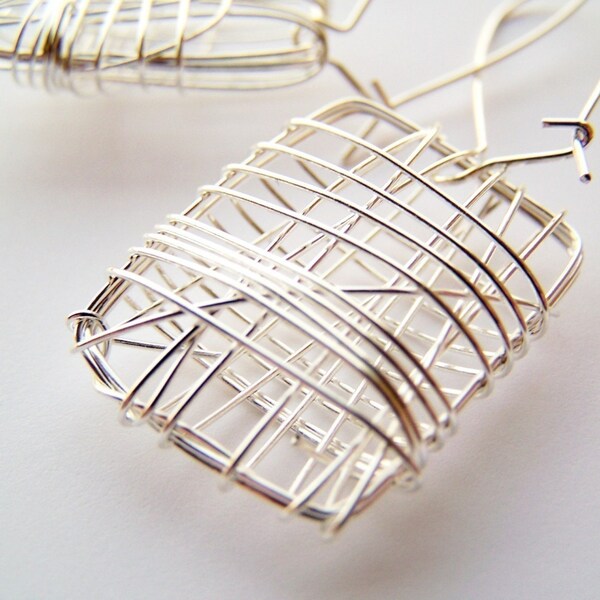 Rhombus - Modern, Wire Cage Earrings