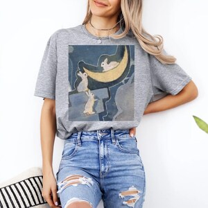 Moon Rabbit Graphic tee, Cotton Rabbit Apparel, Unisex Space Fashion, Softstyle Hare Wear, Moon Cloths