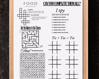 Giochi da tavolo per ristoranti, Giochi da tavolo, Giochi per ristoranti per famiglie, Scheda attività ristorante, Giochi da tavolo stampabili per ristoranti