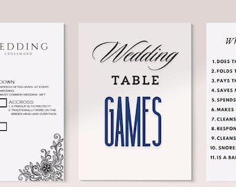 Wedding Table games, Wedding Crossword, Wedding Tic Tac Toe, Wedding Maze, Wedding Games, Note to Bride and Groom, Wedding Activities.