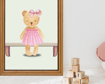 Decorazione murale Teddy in abito rosa (16x20)