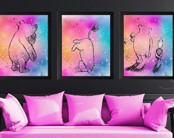 Winnie the Pooh Rainbow Splash Stampabile Decorazione da Parete 16x20