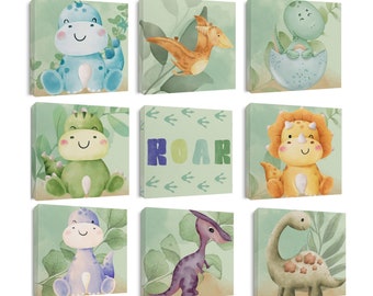 Stampe artistiche da parete con dinosauri Decorazioni per la cameretta dei bambini con dinosauri Set di 8 stampe artistiche con dinosauri ad acquerello Arte della cameretta dei dinosauri con dinosauri per la cameretta dei bambini