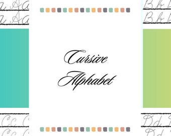 Alfabeto corsivo tracciabile e parole stampabili