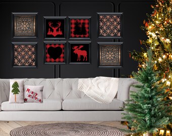Stampe artistiche da parete con motivo Buffalo Plaid Christmas Holiday