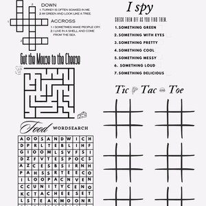 Restaurant Table Games, Table Games, Family Restaurant Games, Restaurant Activity Sheet, Printable Restaurant Table Games image 2