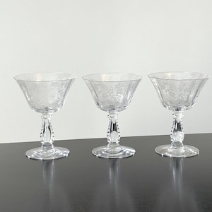 Fostoria Heather champagne stems, set of 3, low sherbet glasses image 1