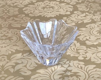 Orrefors ORION large crystal bowl, Lars Hellsten design, Sweden, modern art glass, vintage collectible glassware, 2 tiny chips/fleabites