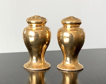 Vintage gold porcelain salt & pepper shakers, NO stoppers