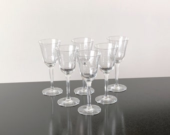Crystal cordials or sherry glasses, set of 6, etched berries