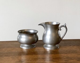 Woodbury Pewter creamer & open sugar bowl